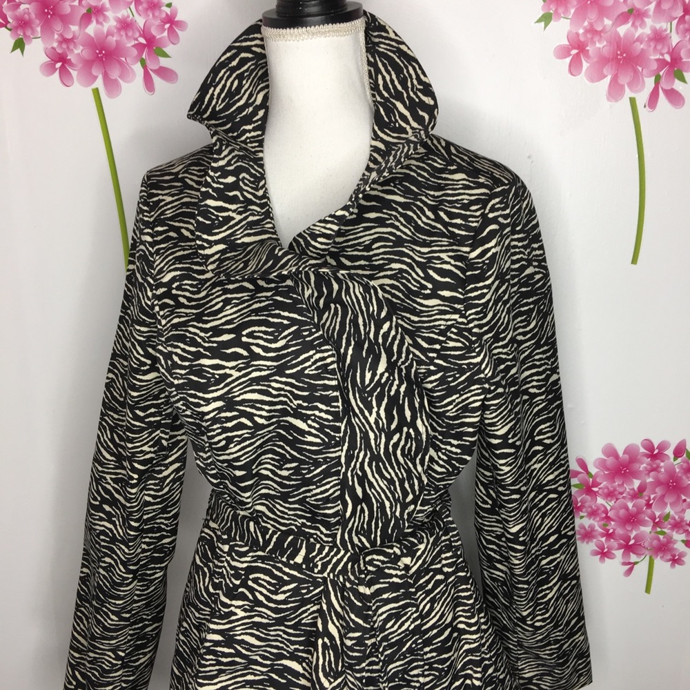 Sandro Studio Zebra Print Ruffle Jacket/Coat Xl - image 2